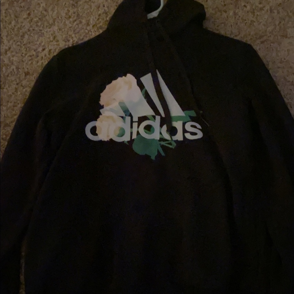 Adidas sweatshirt, black with flowers, very comfy.